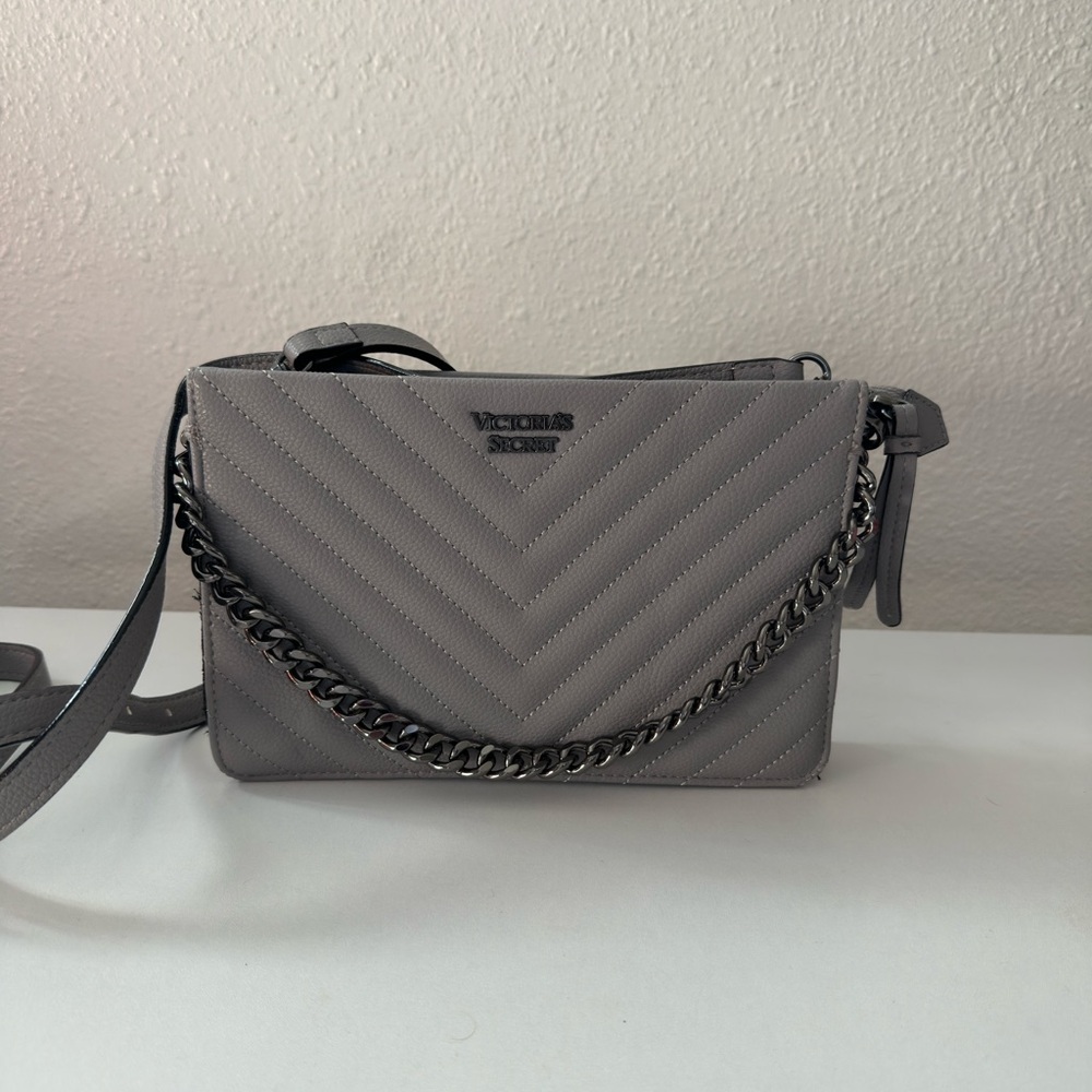 Victoria's Secret Charcoal Chevron Crossbody Bag